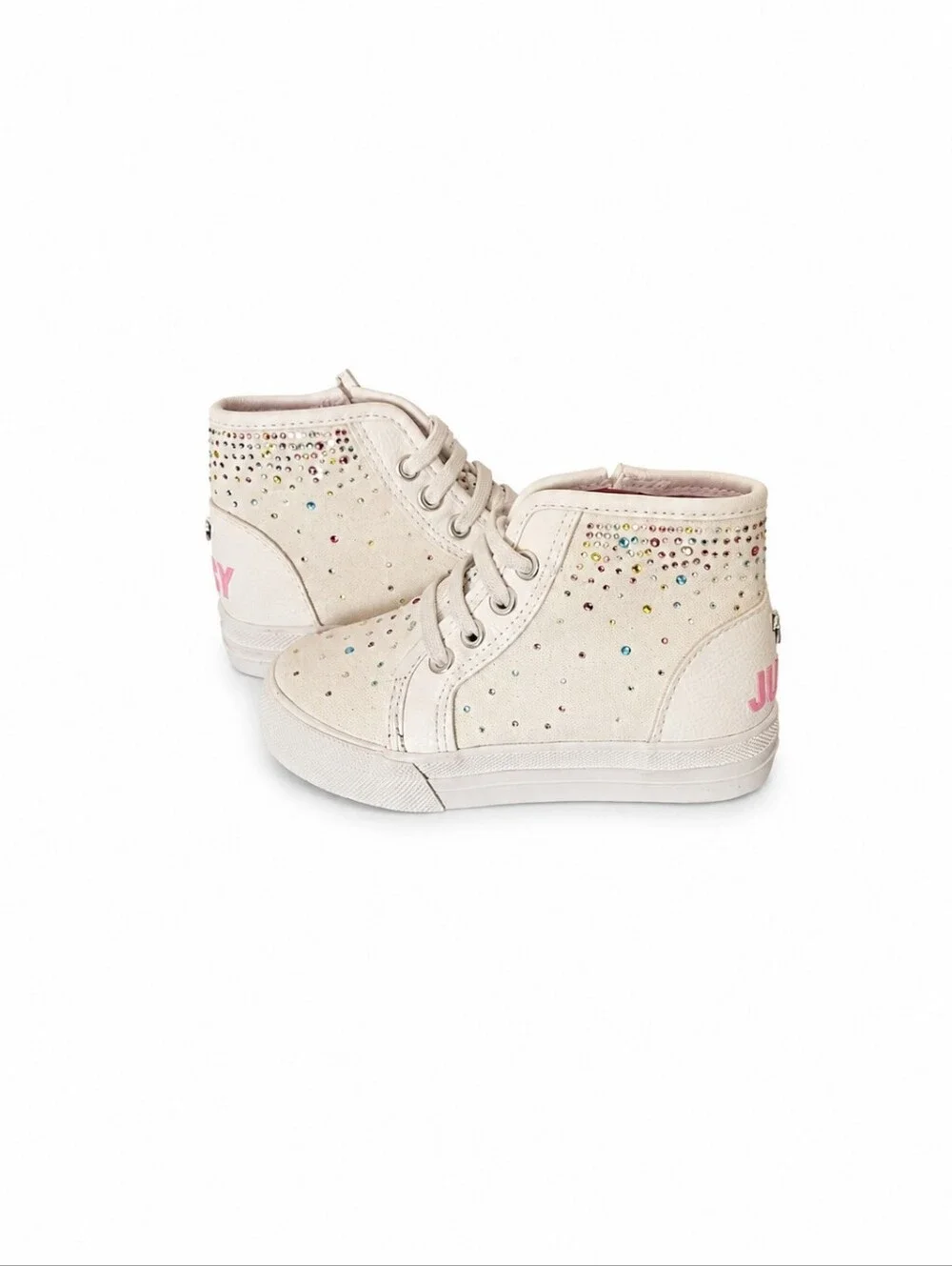 Juicy Couture Sutter Creek Rainbow Rhinestone High-Top Sneakers – Girls Size 7M